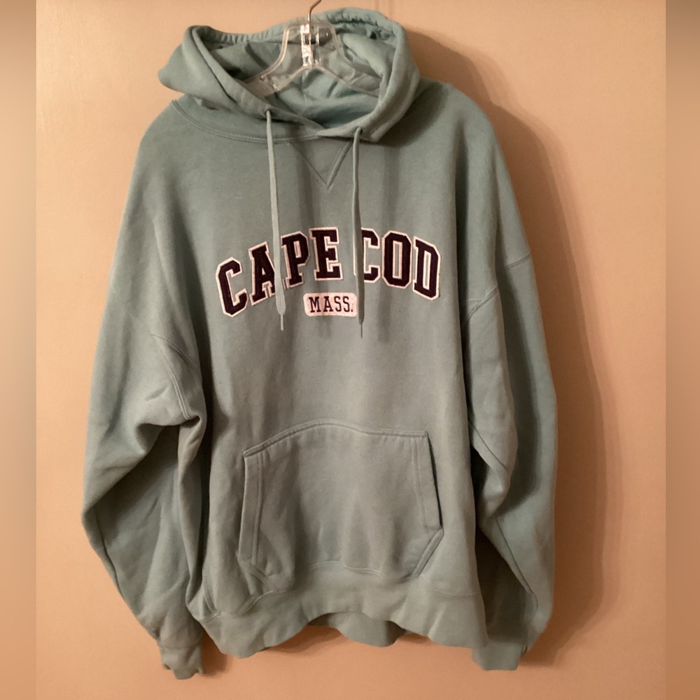 CUFFY;S CAPE COD MASS MENS XL MOSS GREEN HOODIE CHENILLE LETTERS